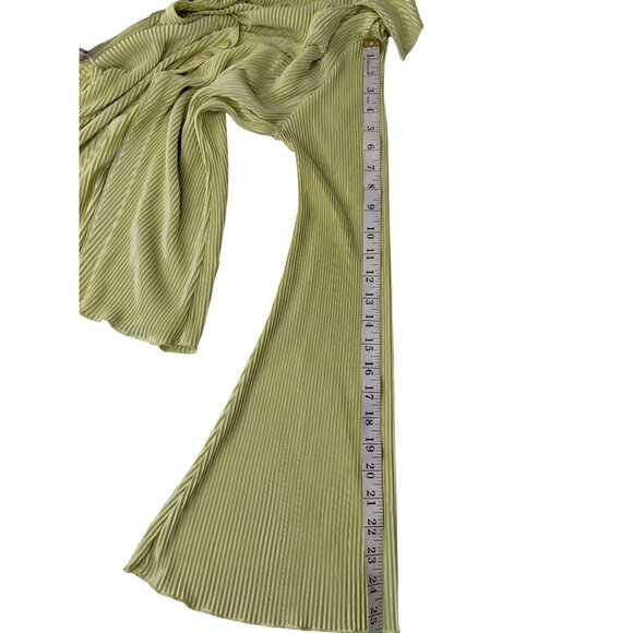 Lyaner Womens Ribbed Long Sleeve Button-Up Top L Polyester/Spandex Green - Picture 8 of 10